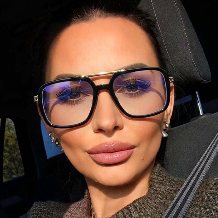 Wholesale Double Bridge Blue Light Blocking Fashion Glasses Frame for Women Everyday Street Style Accessory Resale