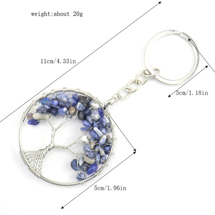 Wholesale Natural Crushed Stone Crystal Tree Root Life Tree Pendant Keychain Bag Pendant Keychain K04 JDC-KC-HXu002