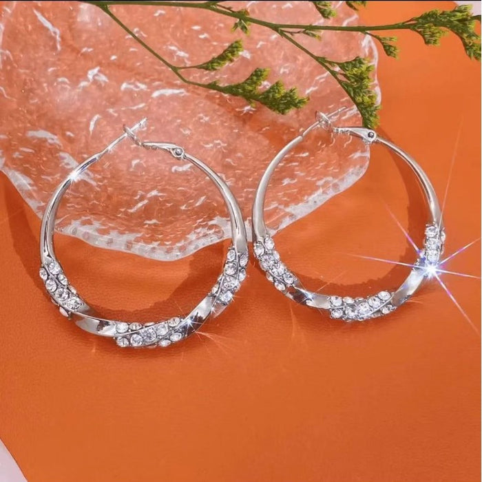 Wholesale Diamond high-end ear rings, large ring earrings, ear buckles, fashionable and versatile earrings