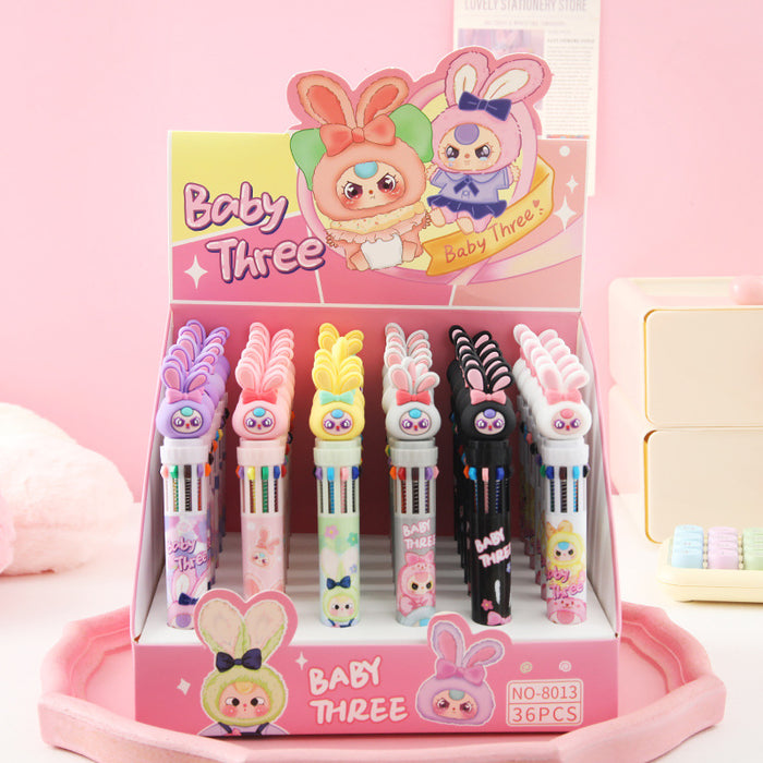Wholesale 36pcs Halloween Soft Rubber Grip 10-Color Ballpoint Pen Set Cartoon Design
