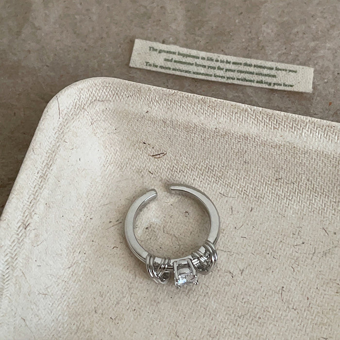 Wholesale Intertwined Rope-Knot Metal Ring with Drilled Accents