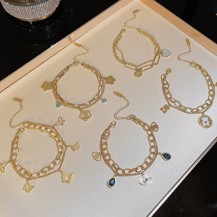 Wholesale stainless steel bracelet double-layer folded to wear