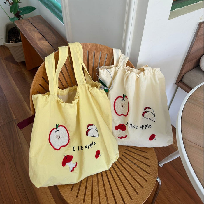 Wholesale Printed drawstring shoulder bag, large capacity handheld canvas, simple and fashionable