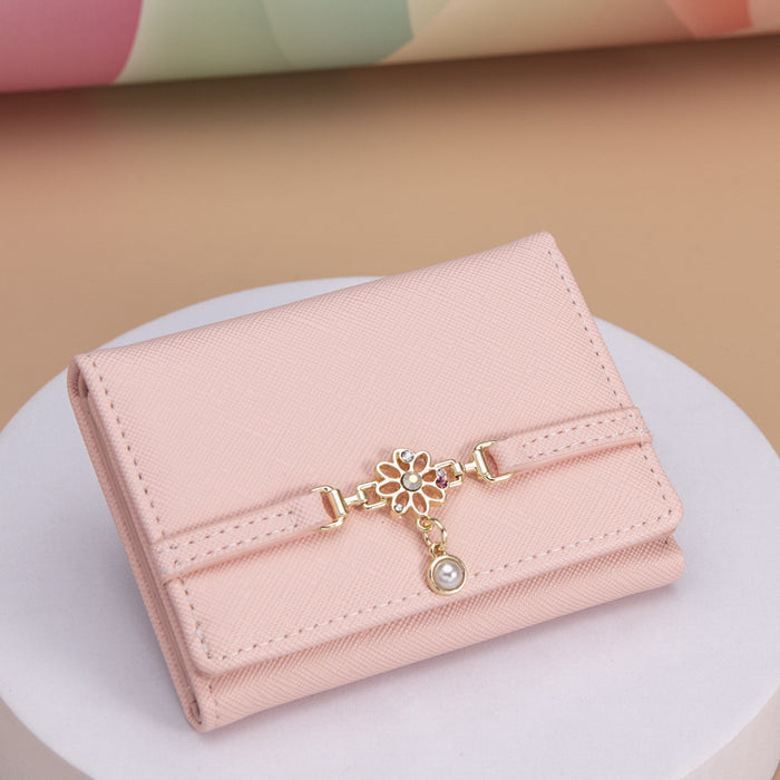 Wholesale Fresh Chain Three-fold Cartoon Thin Wallet for Students Cute Small Coin Purse Women's Short Wallet