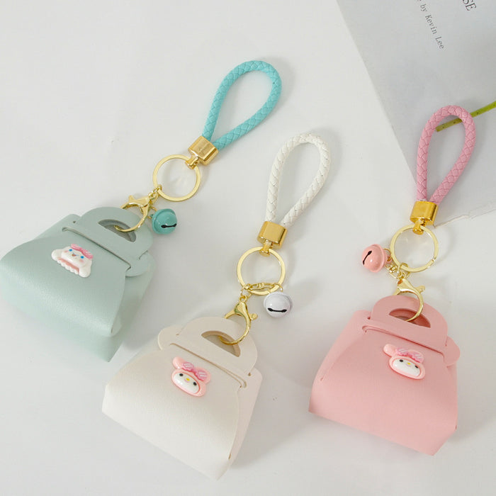 Wholesale Creative Macaron Coin Purse Woven Rope Keychain Cartoon Small Bag Pendant Push Small Gift