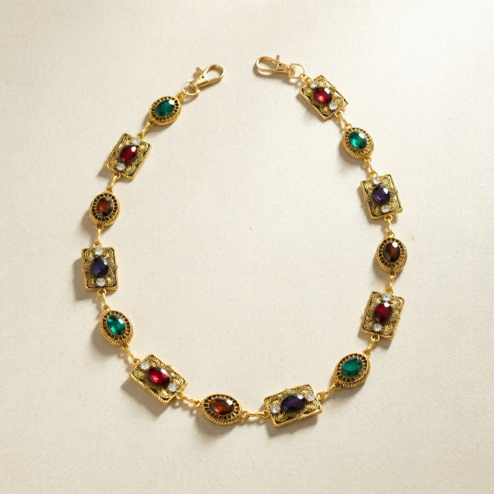 Wholesale Vintage Retro Hip Hop Gold Tone Multi Gemstone Waist Chain For Men Stylish Pants Chain Jewelry Accessory