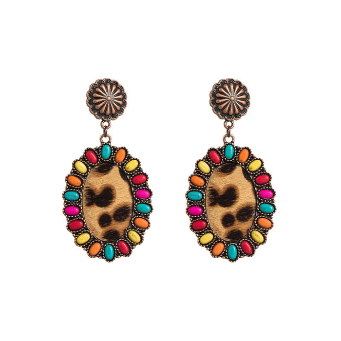 Wholesale Creative and exaggerated leather print earrings