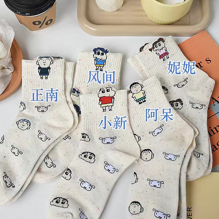 Wholesale women's all-match low-top socks cute cartoon cotton mid-calf socks sweat-absorbent breathable student