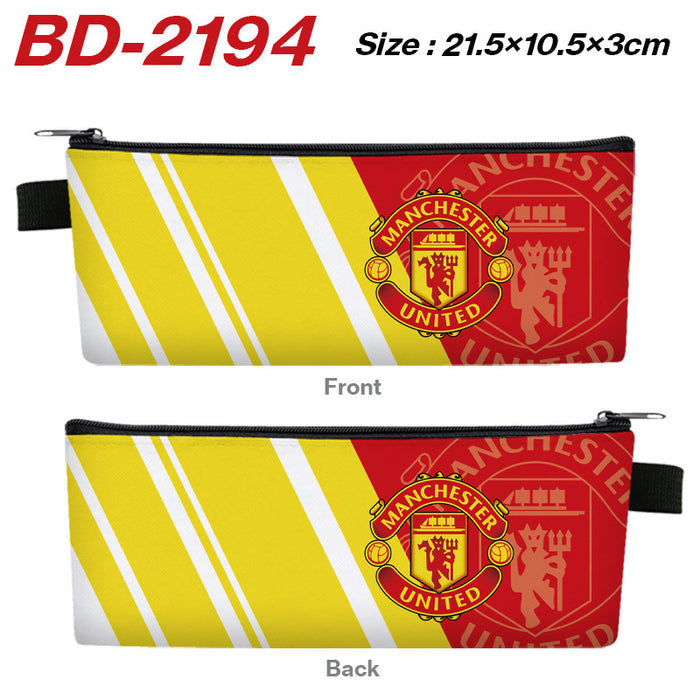 Wholesale Stylish PU Leather Zipper Pencil Pouch Cartoon Sports Team Stationery Organizer For Students Gift