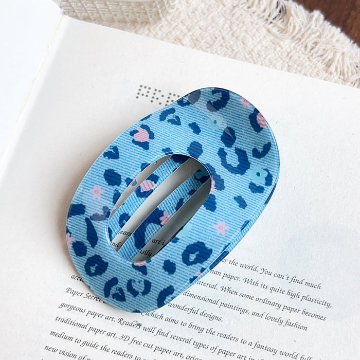 Wholesale PVC Blue Leopard Pattern Large Hair Claw Clip Retro Hair Accessory for Women