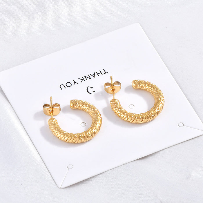Wholesale European-style retro titanium steel high-end sense of personality twist earrings