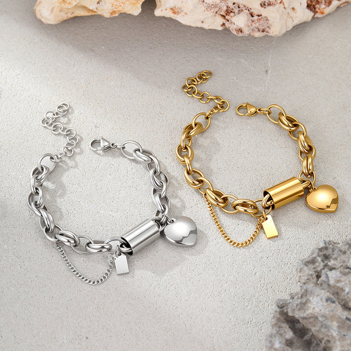 Wholesale Heart-shaped pendant chain stainless steel bracelet