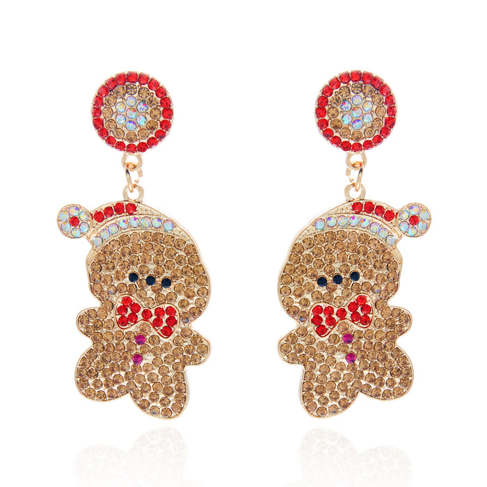 Wholesale Alloy Christmas Earrings Snowman Gingerbread Candy Cane Snowflake Design Party Jewelry Accessory