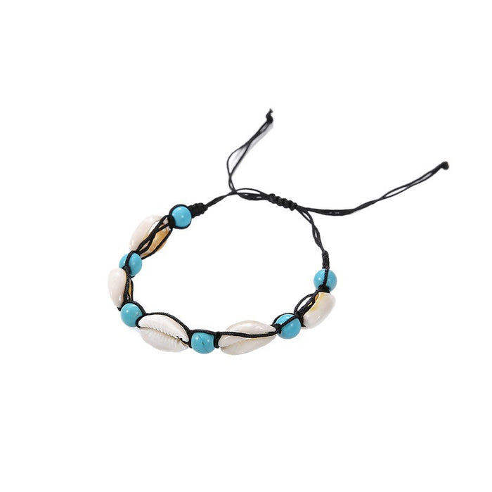 Wholesale turquoise beads hand-woven shell anklet