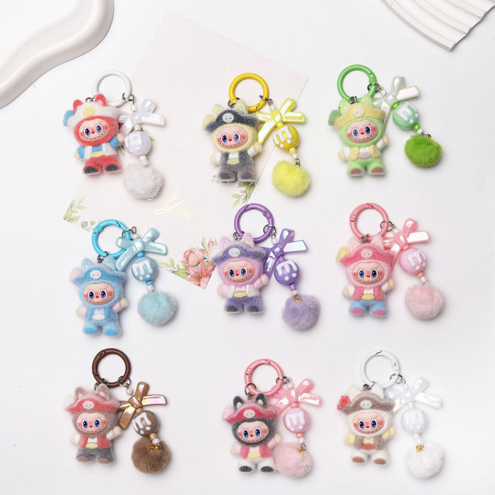 Wholesale Cute Resin Cartoon Flocked Keychain