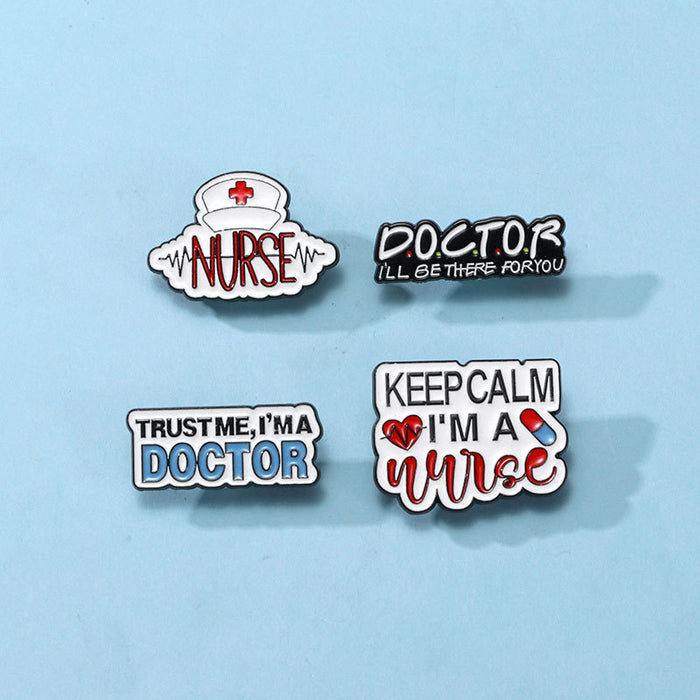 Wholesale Medical metal badge creative English letters brooch