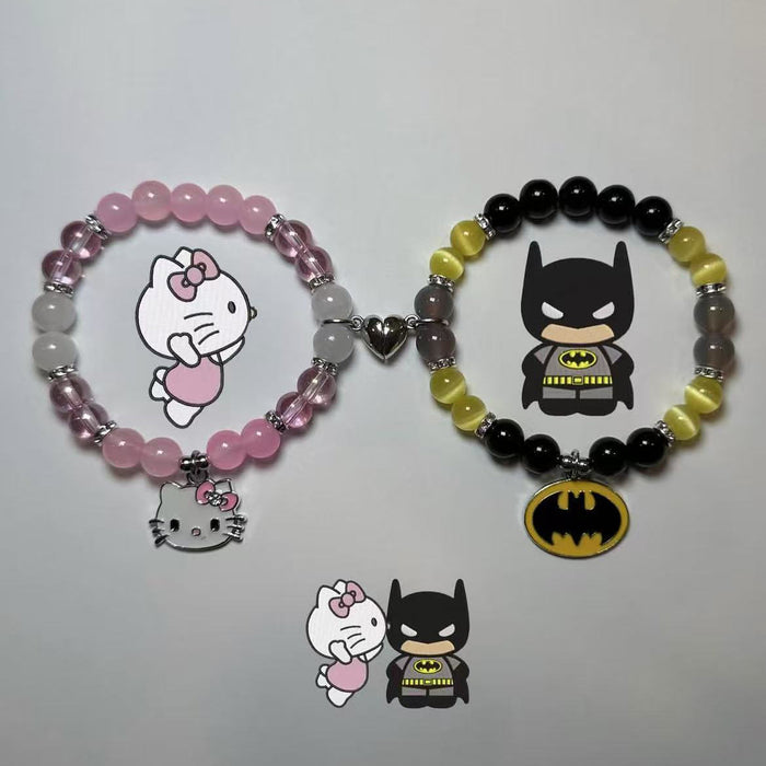 Wholesale bat guitar love butterfly IP love magnetic attraction men and women couples bracelet elastic bracelet