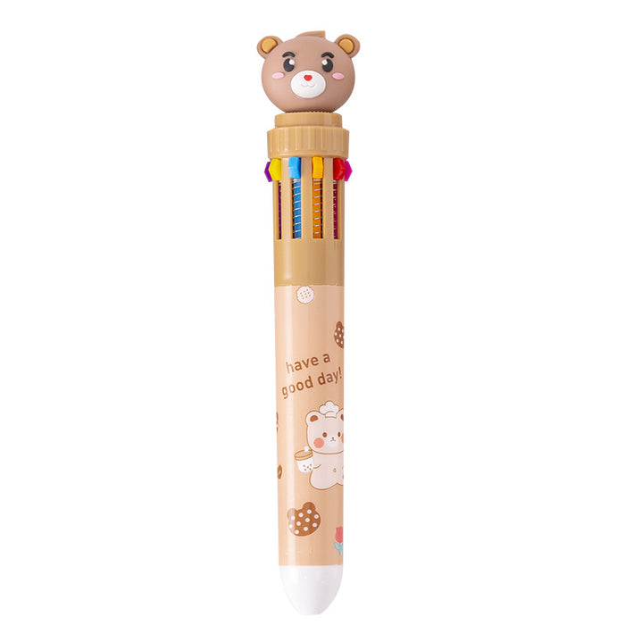 Wholesale Ballpoint pen cartoon milk fat cute bear creative multi-color hand account pen pressing color pen multi-color pen