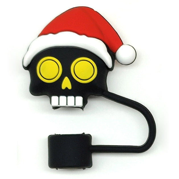 Wholesale 10pcs Straw Cover Food Grade Silicone Christmas Straw Cap  Dustproof Silicone Cover Straw Plug