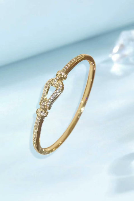 Wholesale Minimalist Zircon Bracelet For Women Gold Plated Copper Jewelry Accessory Trendy Everyday Wear Boutique Resale