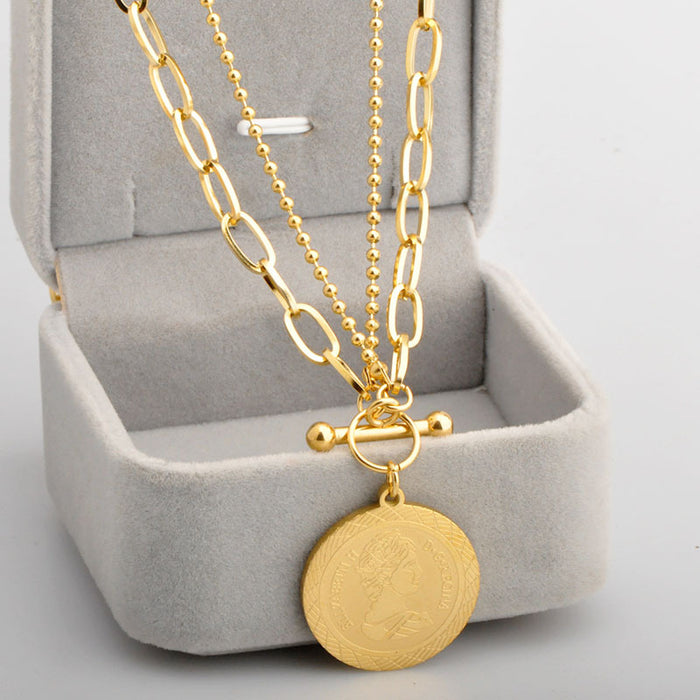 Wholesale  steel beauty head necklace sweater chain