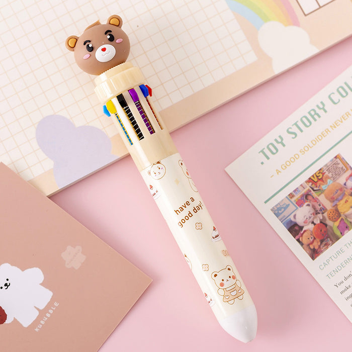 Wholesale Ballpoint pen cartoon milk fat cute bear creative multi-color hand account pen pressing color pen multi-color pen