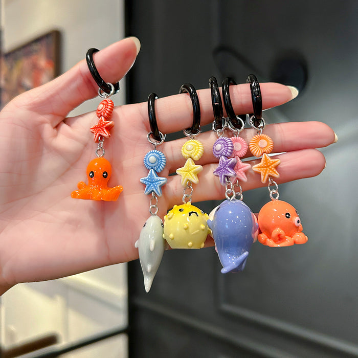 Wholesale Cute marine animal mobile phone lanyard resin keychain pendant car key decoration pendant