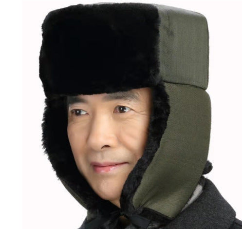 Wholesale Men's Winter Warm Thickened Ear Protection Hat Military Hat Middle-aged and Elderly Cotton Hat Old Man Hat Winter