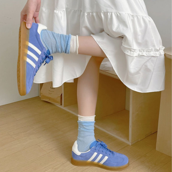 Wholesale Minimally spliced fake two-piece stacked socks thin design with double screw mouth transparent middle tube