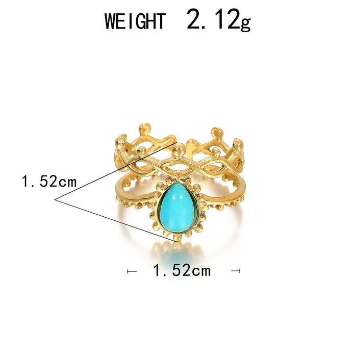 Wholesale Stainless Steel Open-Band Turquoise Rings