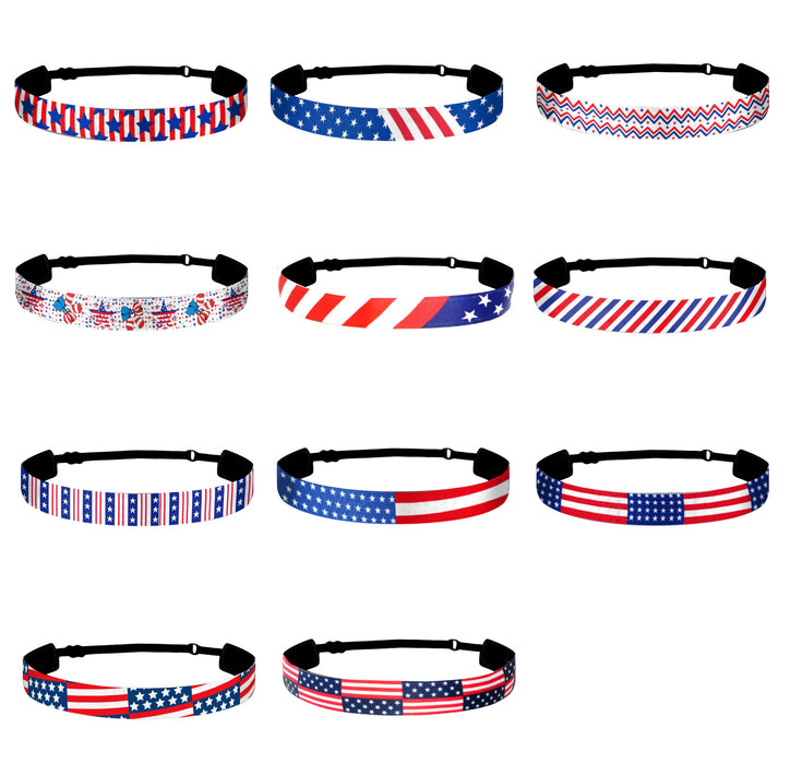 Wholesale 10PCS American Flag Independence Day Children's Sports Stretch Polyester Headband JDC-HD-GuanY009