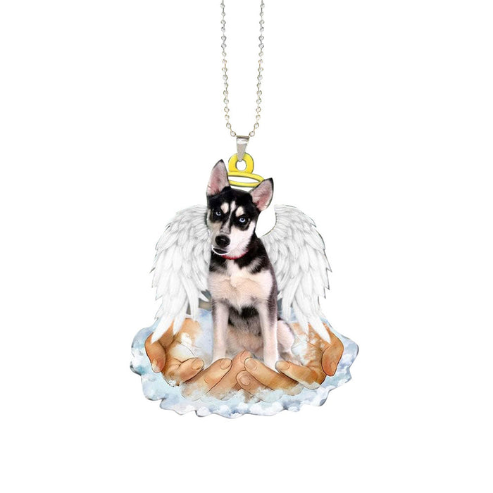 Wholesale Christmas Acrylic Double-sided Printing Cute Angel Dog Creative Car Pendant JDC-CA-CaiX001