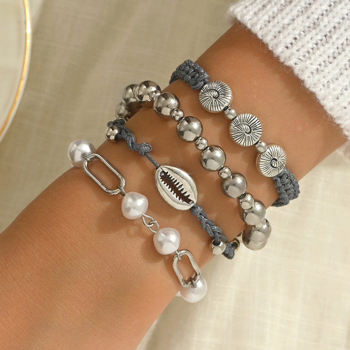 Wholesale Beaded Bracelet Set 5-Piece Heart Design Stackable Bracelets