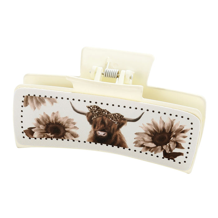 Wholesale Chrysanthemum White leather square Hair Clips