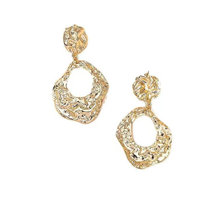 Wholesale popular pleated metal earrings large earrings simple irregular personality