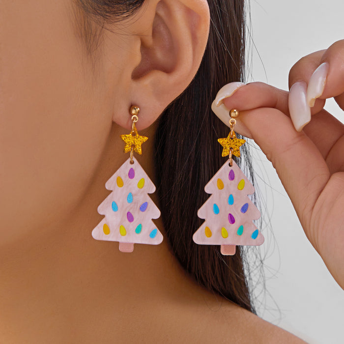Wholesale Christmas series earrings Nutcracker  lights Christmas tree elk cane acrylic earrings