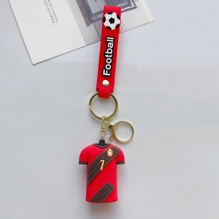 Wholesale Cartoon Doll Soccer Uniform Ball Silicone Keychain JDC-KC-JuShu040