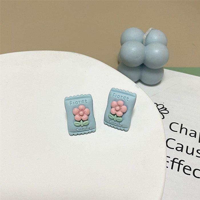 Wholesale Resin Earrings Simple Cartoon Candy Shape (S) JDC-ES-shier006