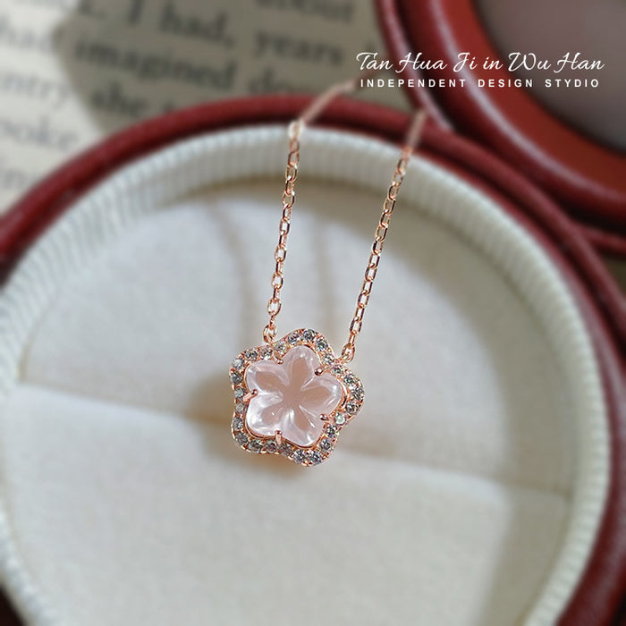 Wholesale Pure silver necklace, women's pendant, niche design, floral collarbone chain