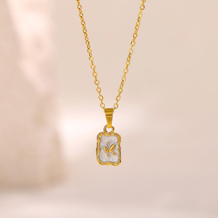 Wholesale  Stainless steel heart-shaped zircon pearl pendant necklace