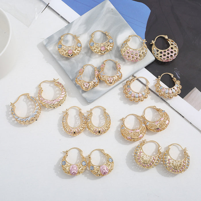 Wholesale Retro-style delicate openwork minimalist earrings