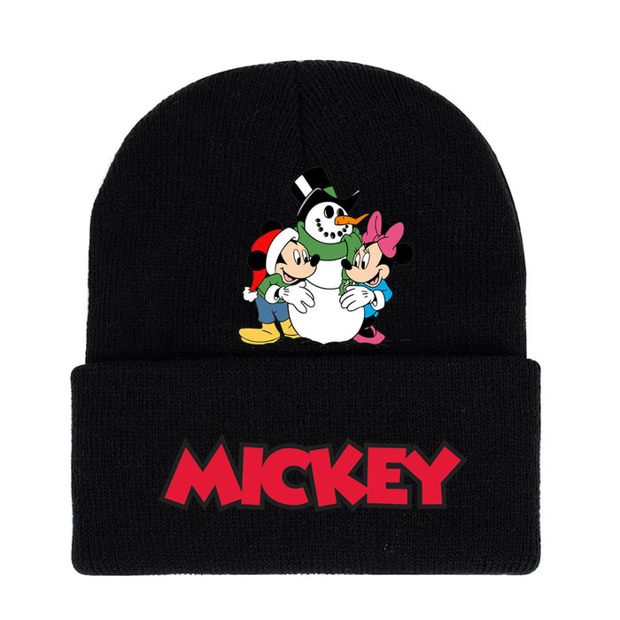 Wholesale Mickey Color Knitted Hat Foreign Trade New Fashion Black Printed Wool Hat Autumn and Winter Warm Ear Protection Hat JDC-FH-WDM013