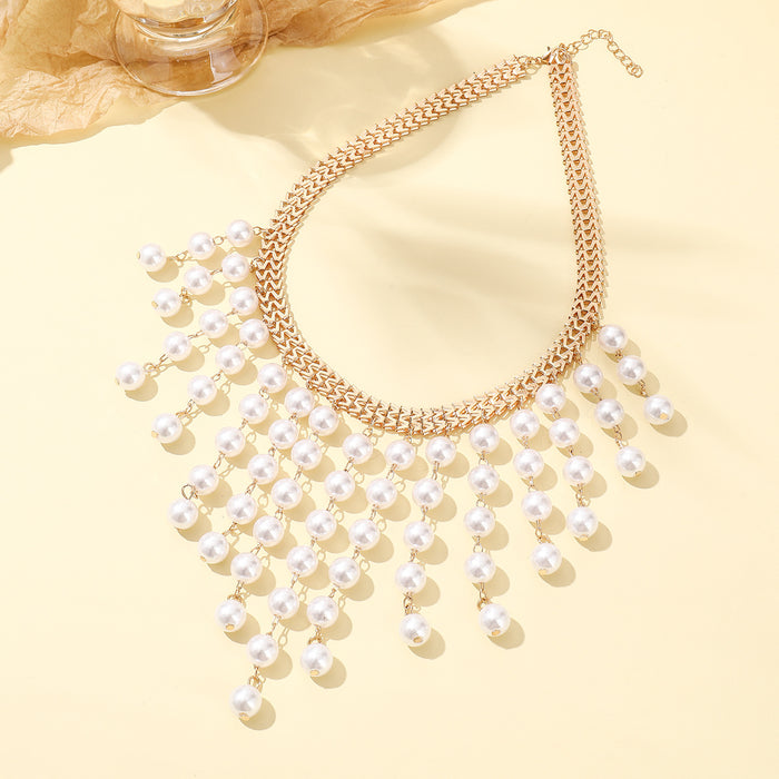 Wholesale Jewelry Multi-layer Long Pearl Tassel Necklace New Design Pearl Necklace