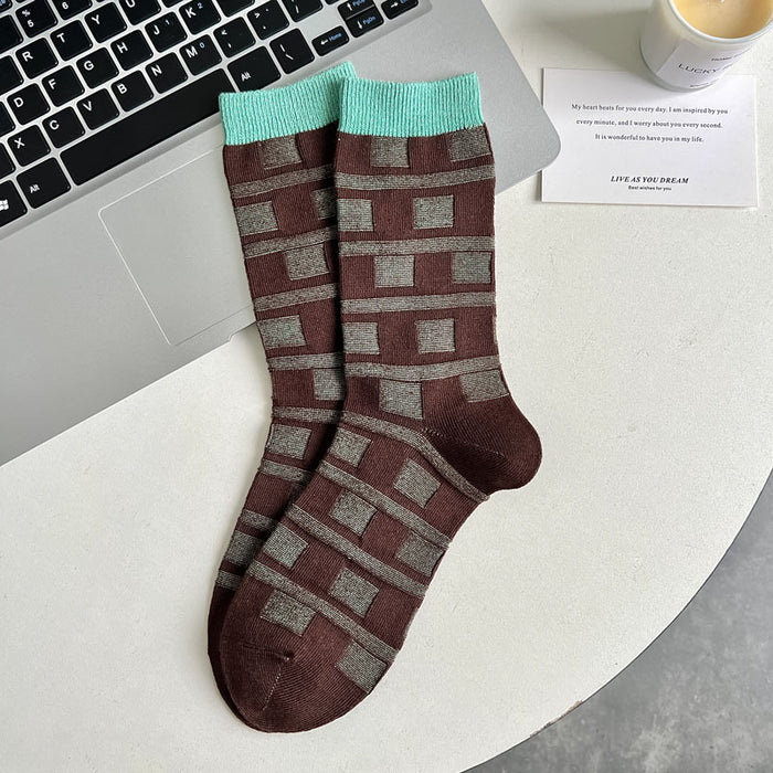 Wholesale New socks, retro mid tube double needle socks, stacked socks