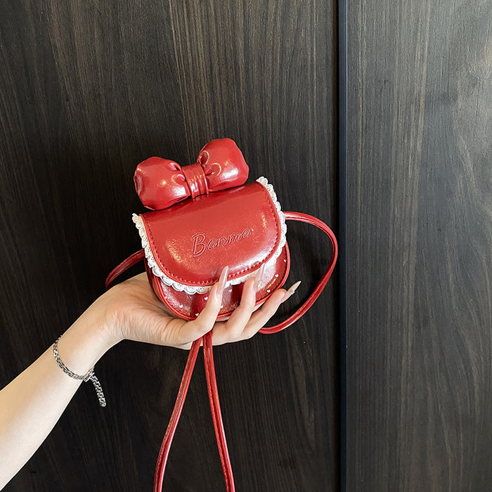 Wholesale Kids'  lace bow mini saddle shoulder bags