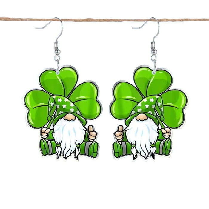 Wholesale Green Heart Acrylic Earrings St.  Patrick' s Day Fashion Accessory