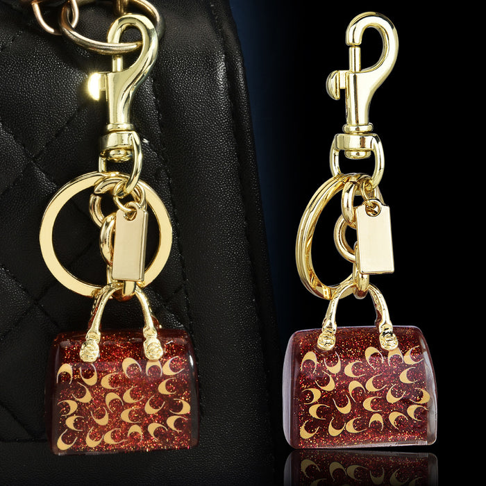 Wholesale Chic Letter C Bag Charm Keychain Red Alloy Electroplated Women S Purse Pendant Gift Resale