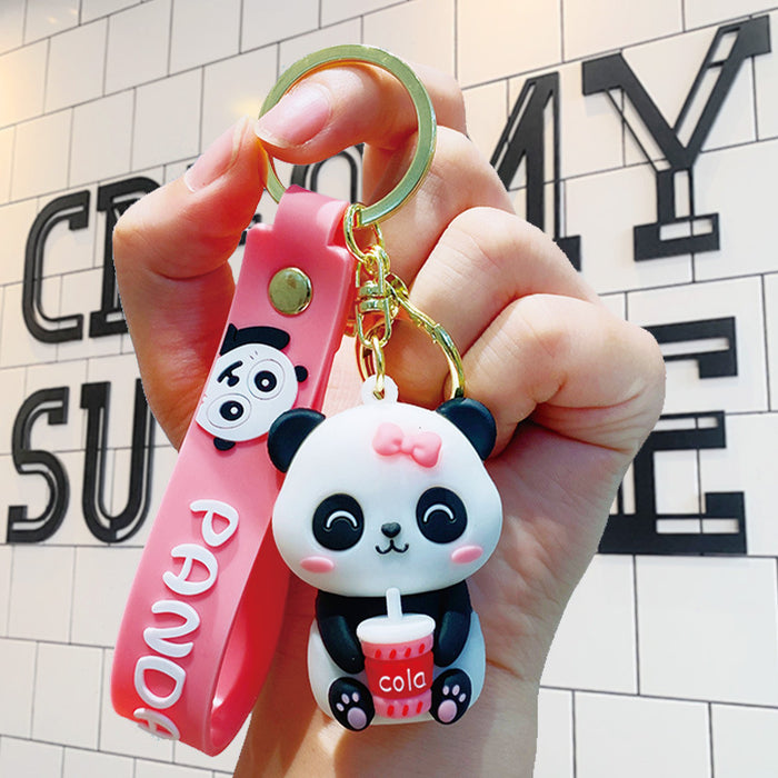 Wholesale Panda Cartoon Doll Silicone Keychain JDC-KC-LiuFan026