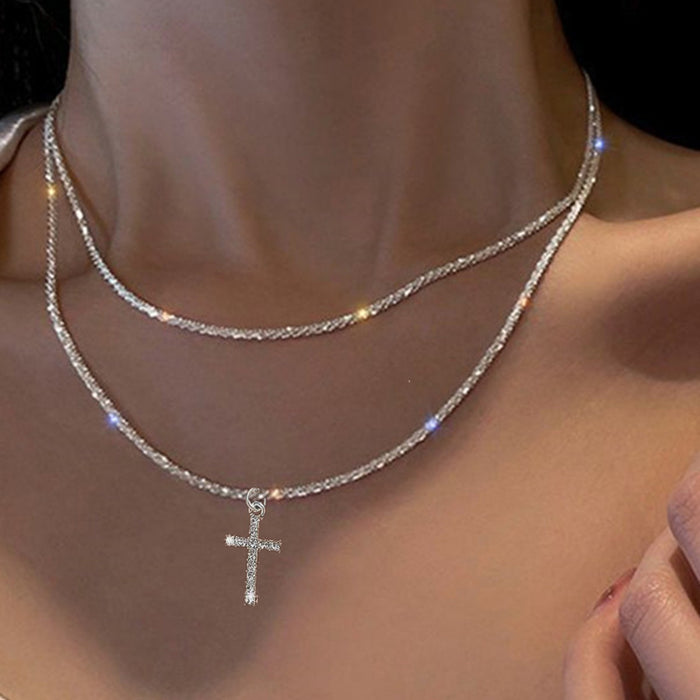 Wholesale Trendy Water Wave Star Necklace Copper Silver Electroplated Fashion Jewelry Accessory
