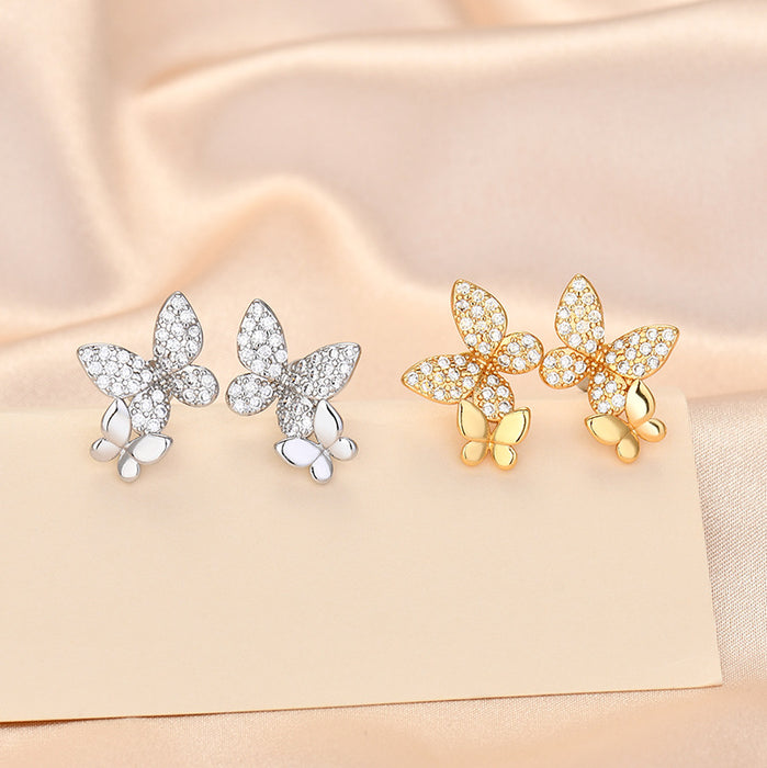 Wholesale Butterfly full diamond zircon personalized high-end earrings and earrings